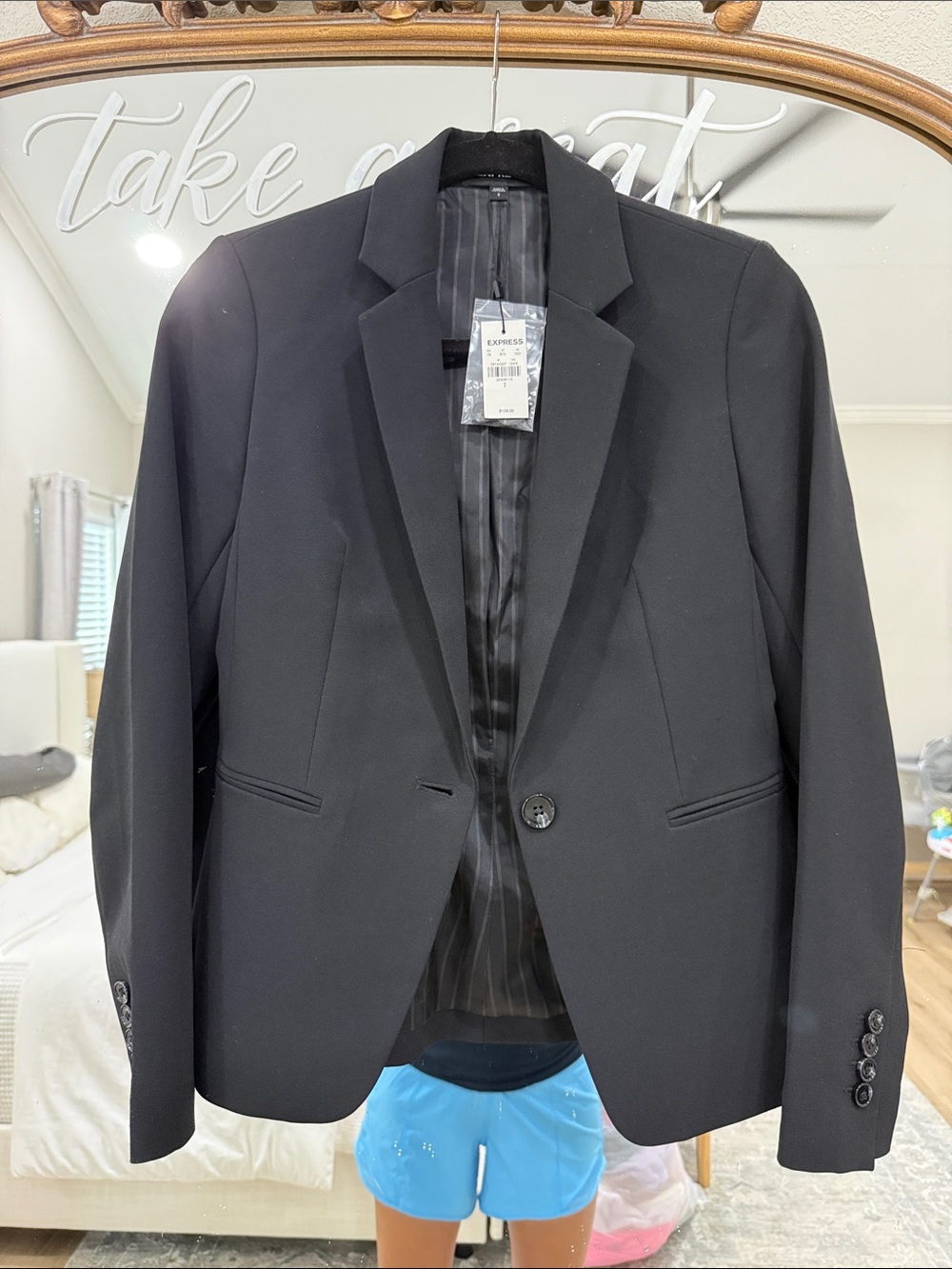 Express Black Single-Button Tailored Blazer